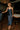 Sawyer Navy Blue Satin Midi Dress- full body view