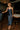 Sawyer Navy Blue Satin Midi Dress- full body view