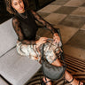Andi Multi Marbled Midi Skirt - full body sitting view