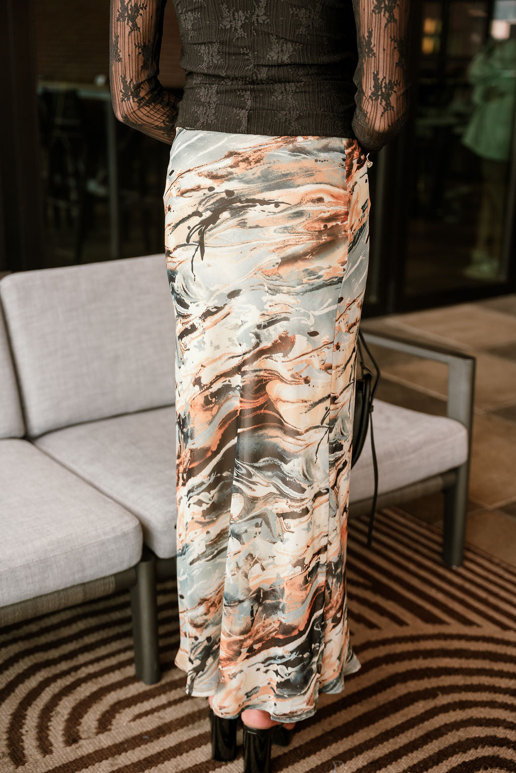 Andi Multi Marbled Midi Skirt - back view