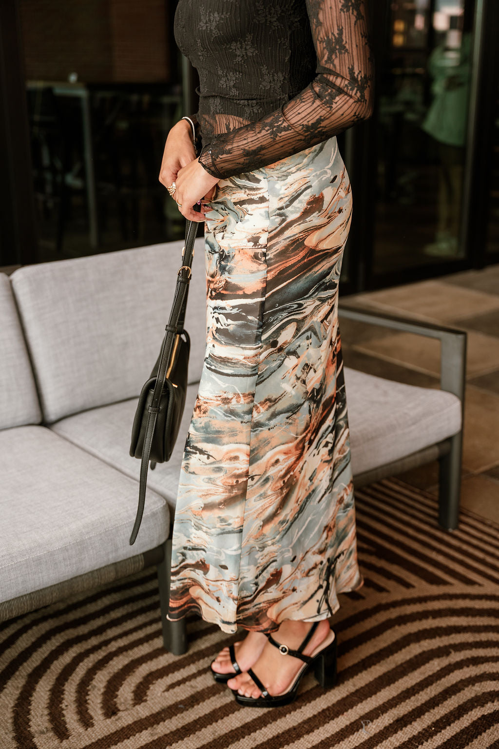 Andi Multi Marbled Midi Skirt - side view