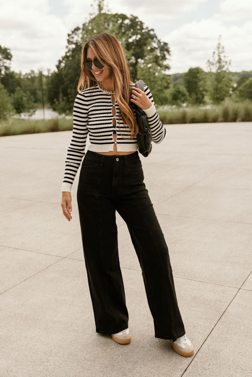 Colette Black Wide Leg Jeans- full body view