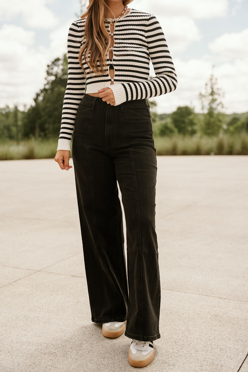 Colette Black Wide Leg Jeans- front view