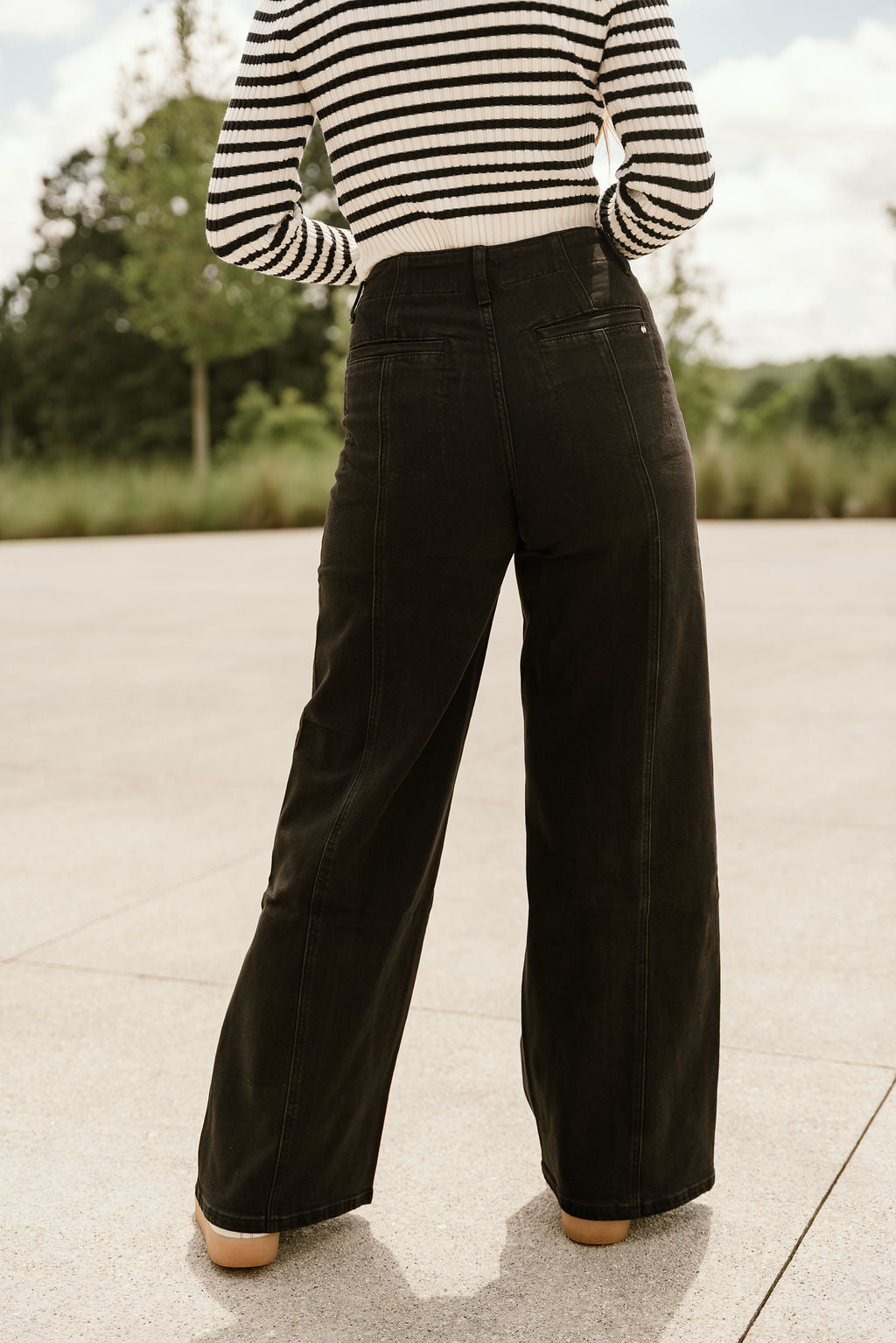 Colette Black Wide Leg Jeans- back view