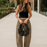 Lina Taupe Leopard Barrel Leg Jeans- full body view