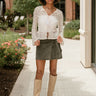 Leona Cream Lace Front Ties Cardigan- full body view