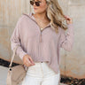 Carly Taupe Quarter-Zip Top - Front view - Tucked in