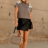 Jocelyn Faux Leather Skort - Black - Front view