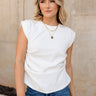 Paige White Sleeveless Ruched Top - Front view