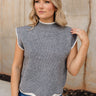 Shannon Grey & White Sleeveless Sweater - Front view