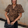 Mia Leopard Puff Sleeve Top - Front view