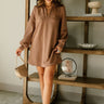 Brittany Mocha Ribbed Mini Dress - Full body front view