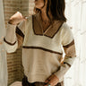 Clara Mocha Multi Quarter Zip Up Sweater- front top view