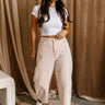 Madison Washed Ecru Wide leg Pants- full body view