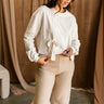 Alaina White Side Tie Long Sleeve Top- frontal side view