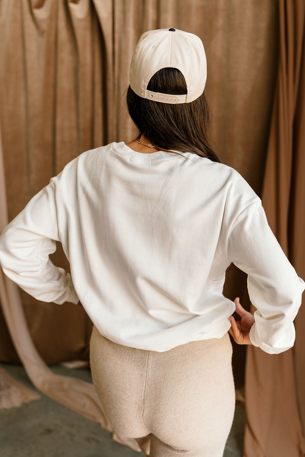 Alaina White Side Tie Long Sleeve Top-back view