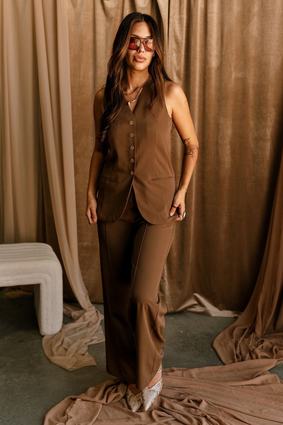 Blair Brown Wide Leg Pants - Lizard Thicket