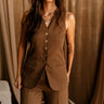 Blair Brown Button Up Vest- front view