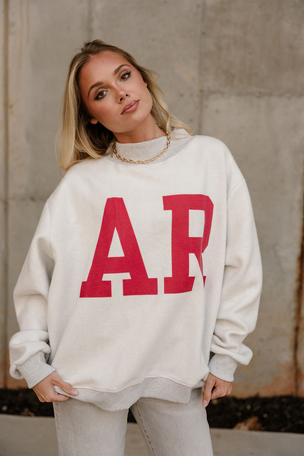 Auburn Reversible Mock Neck Sweatshirt- reversed close up view