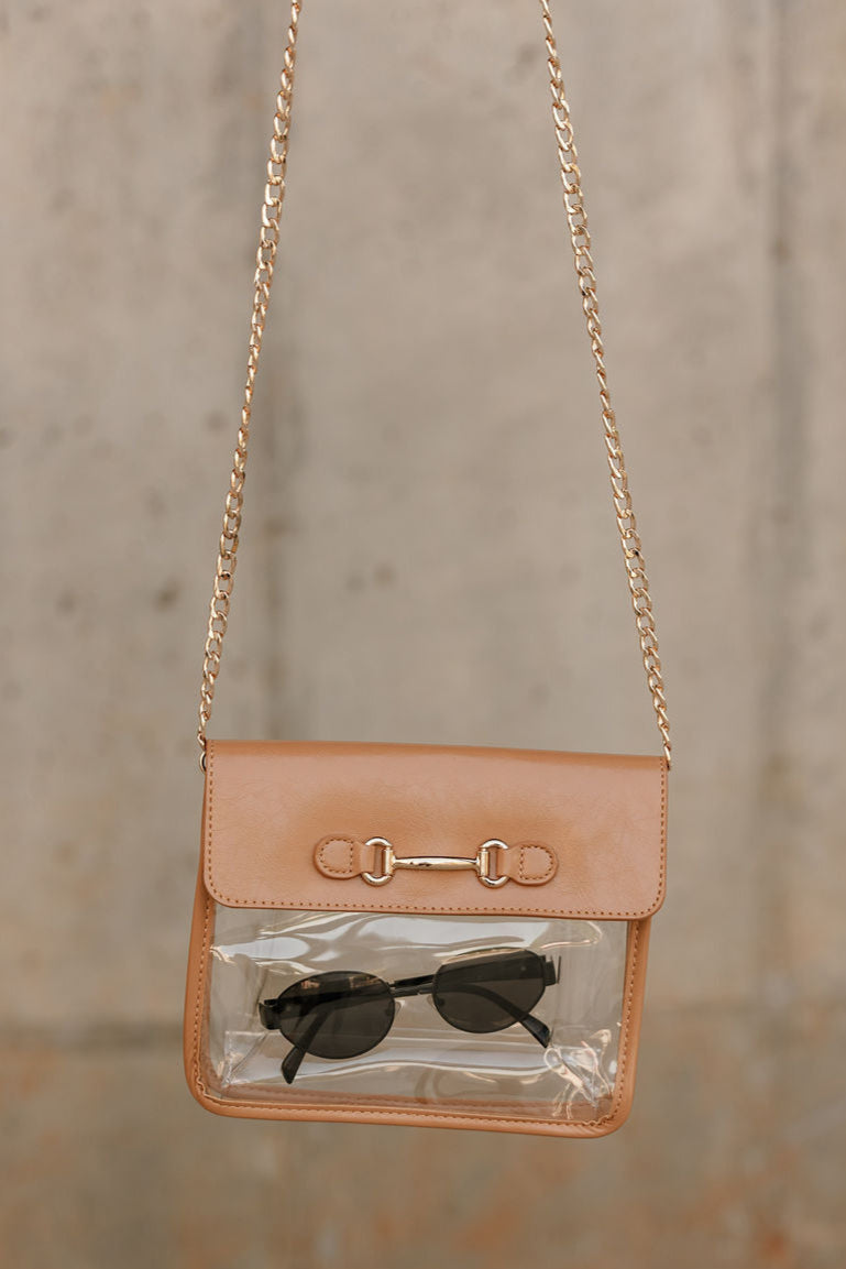 Rowan Clear & Beige Purse - close up front view