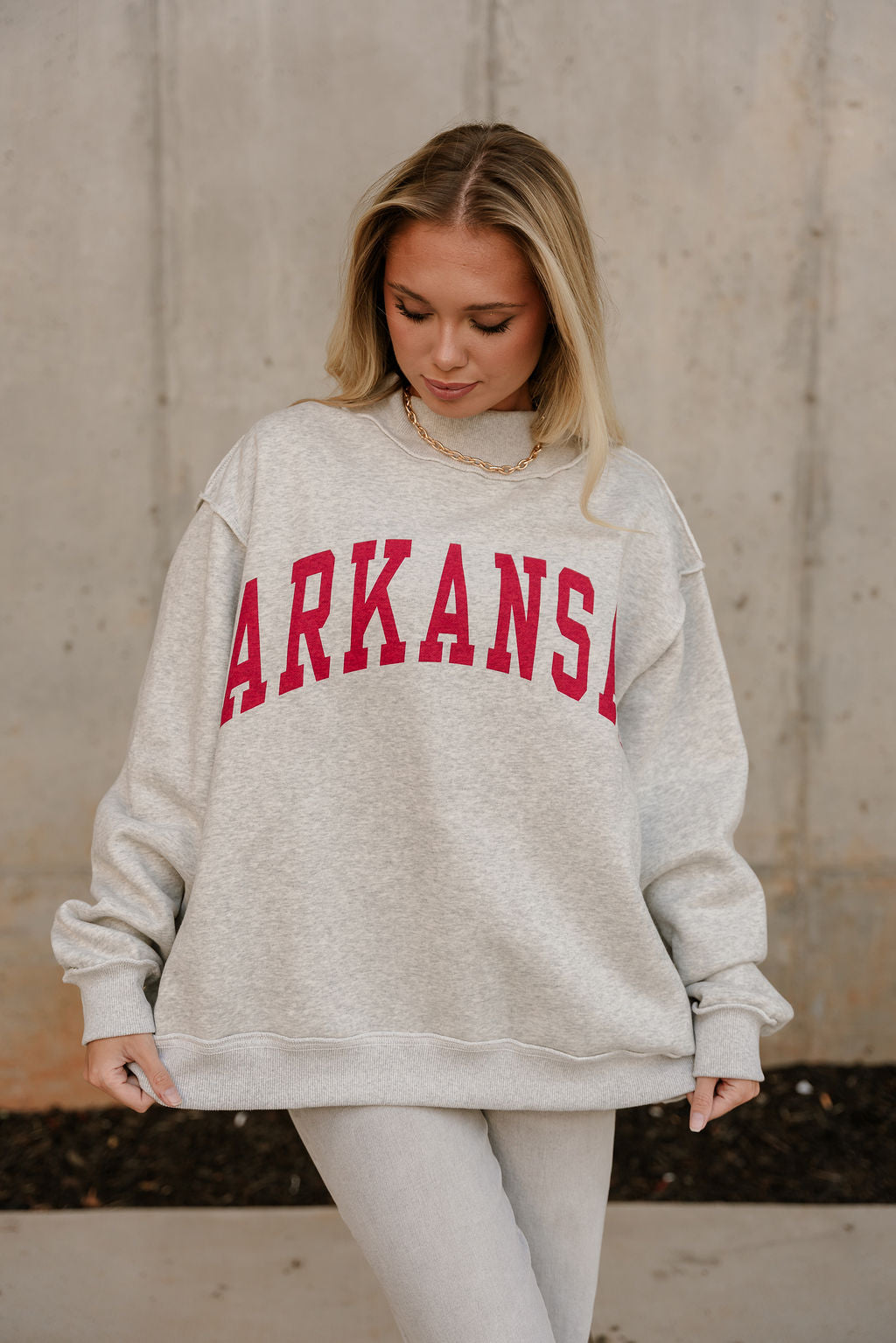 Auburn Reversible Mock Neck Sweatshirt- front top view