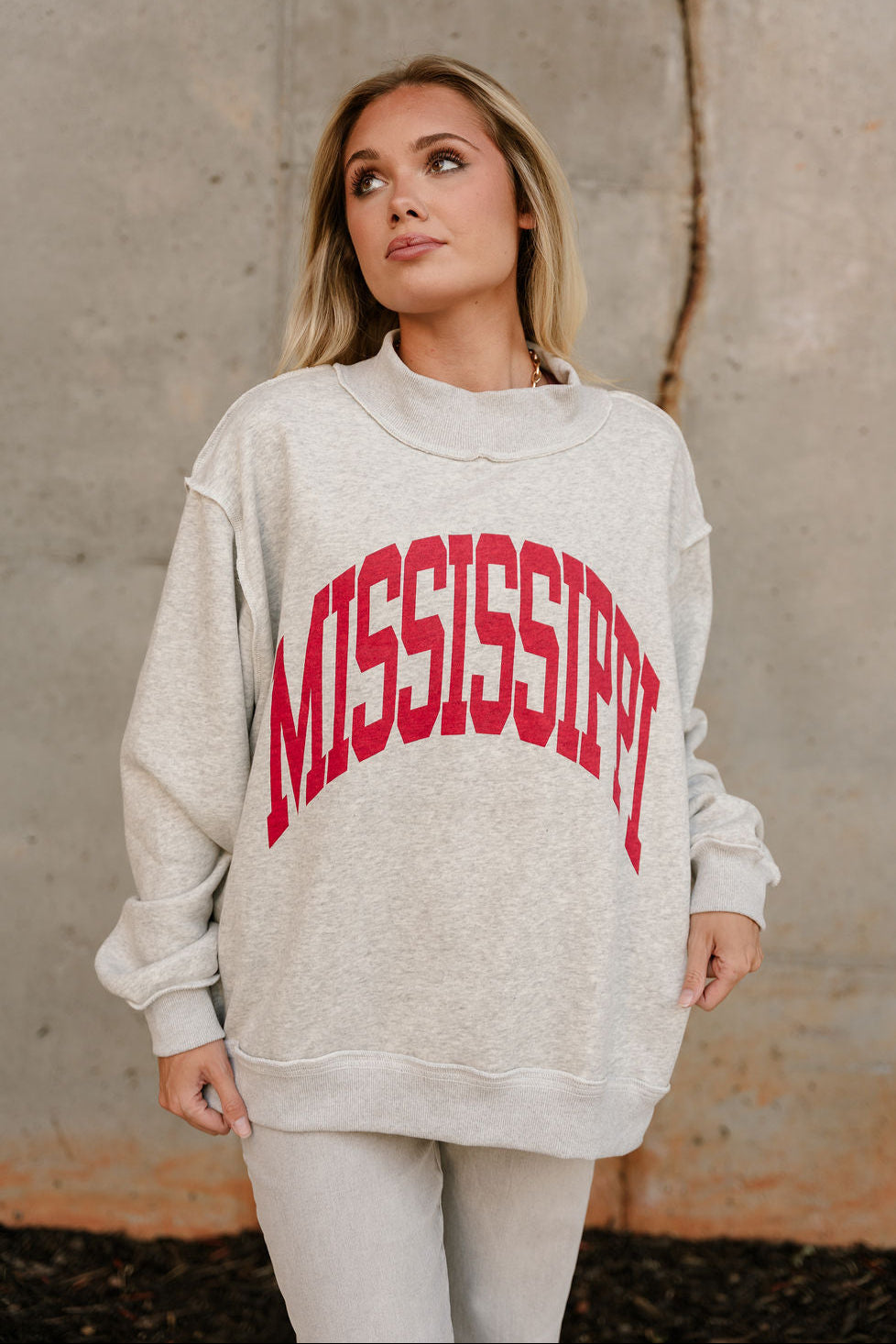 Mississippi Reversible Mock Neck Sweatshirt- front view