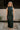 Elisa Dark Green Satin Midi Dress- close up front view