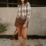 Abby Grey Multi Diamond Cardigan- full body view
