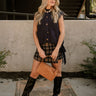 Elle Navy Knit Button-Up Vest- full body view