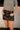 Leona Washed Black Leather Mini Skirt- top view