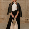 Leona Washed Black Faux Leather Jacket- full body view