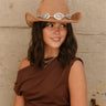 Tallulah Tan Suede & Silver Medallion Cowgirl Hat - front view