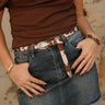 Maisie Brown & White Calf Hair Belt - front view