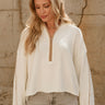 Solana Cream & Taupe Quarter Zip-Up Sweater- front top view