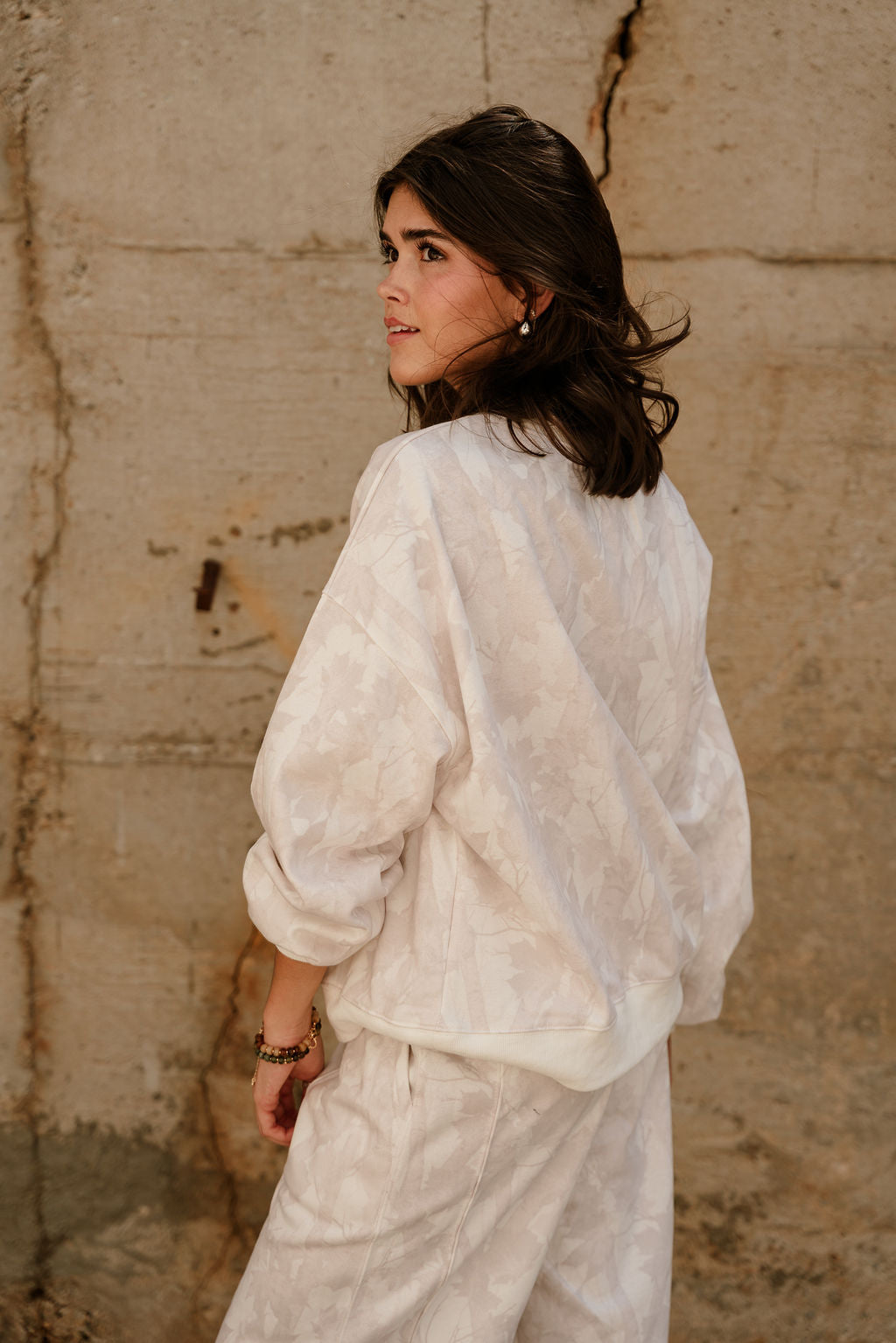 Solana Beige Woodland Camo Sweatshirt -back side view