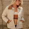 Quinn Sand & Camel Quilted Barn Jacket- front top view