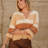 Veda Camel Multi Stripe Knit Sweater- front top view
