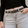 Eliza Black & Gold Grommet Belt - close up front view