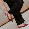 Stile Cherry Red Patent Leather Pointed Toe Heel- full side view