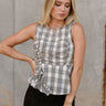 Alessia Ivory & Black Plaid Ruffle Tank- top view