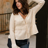 Sydney Cream Knit Flare Tie Cardigan- front top view