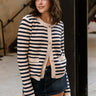 Alma Navy & Cream Stripe Cardigan- front view