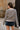 Alma Navy & Cream Stripe Cardigan- close up back view