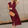 Kennedi Wine Zip-Up Midi Dress- full body view