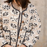Dani Cream & Navy Multi Floral Jacket- close up front view