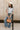 Cameron Dusty Blue Short Sleeve Tee - full body front view with sweater