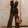 Asheville Cheetah Eyelet Wide Leg Jeans - full body front view