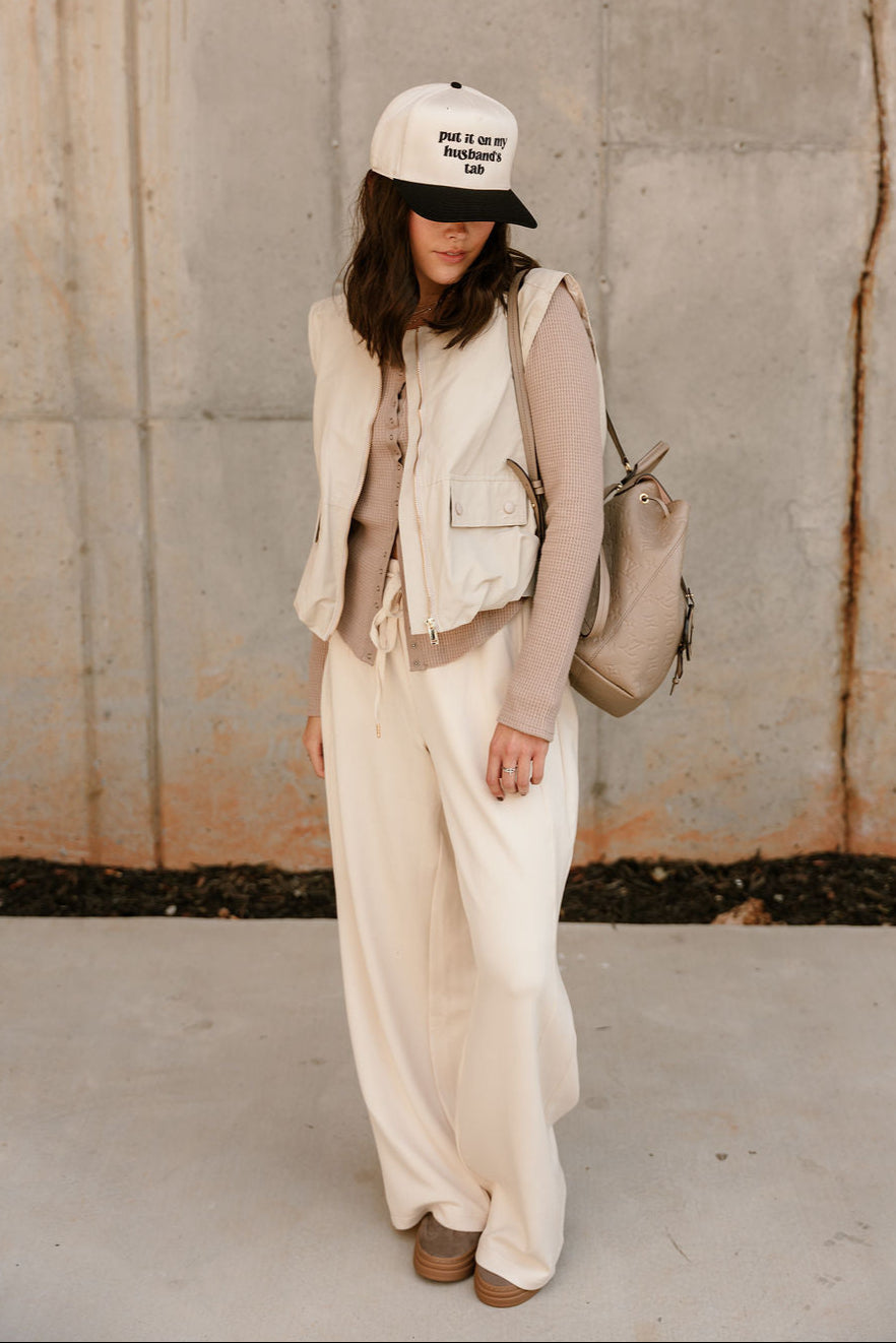 Paige Cream Bubble Hem Vest - full body front view