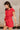 Breana Red Denim Short Sleeve Romper - frontal side view