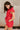 Breana Red Denim Short Sleeve Romper - side view